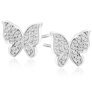Cercei argint fluturasi cu pietre DiAmanti Z2030ER_W-DIA (Argint 925‰ 1,1 g.)